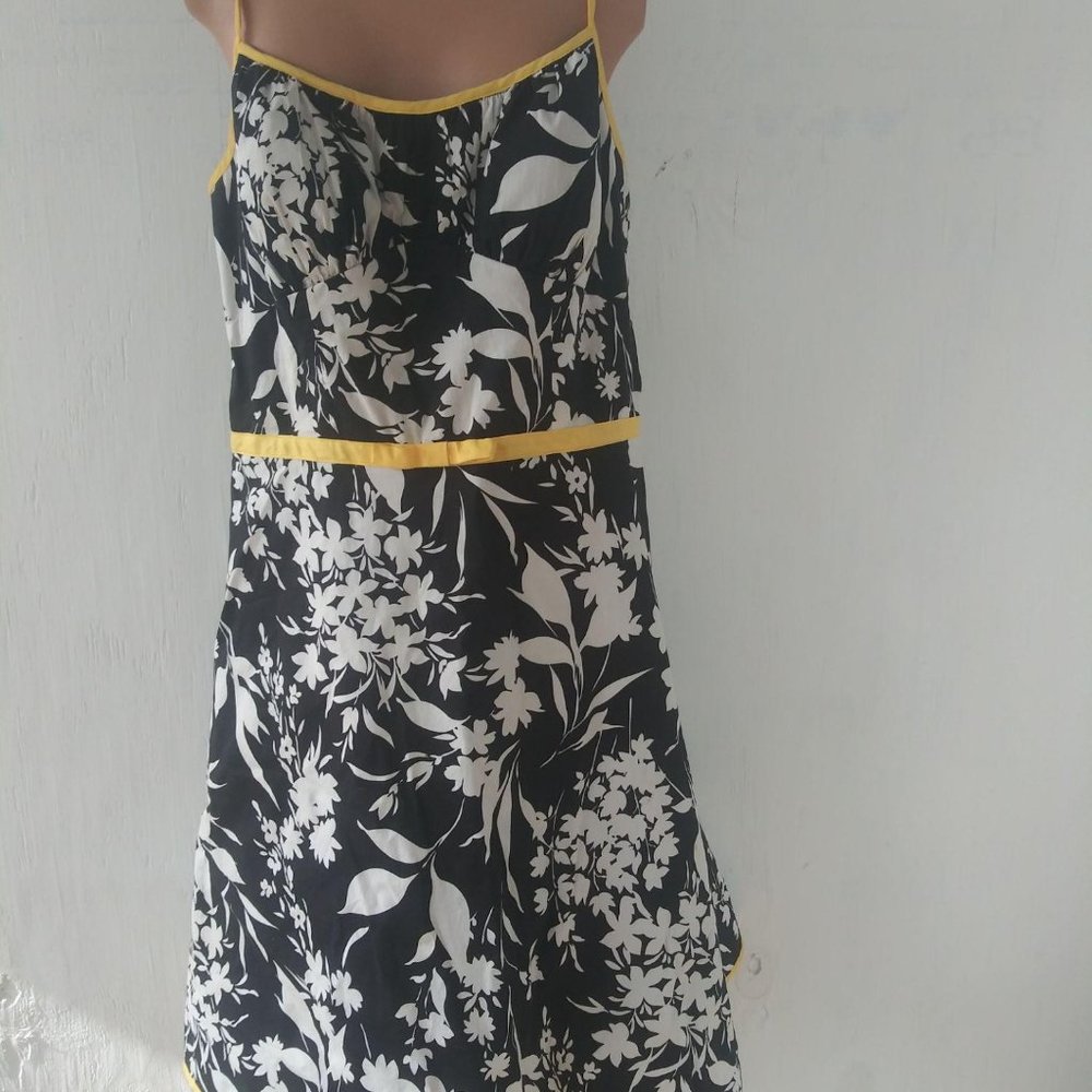BCX Dress White & Black Yellow Trim Size 13